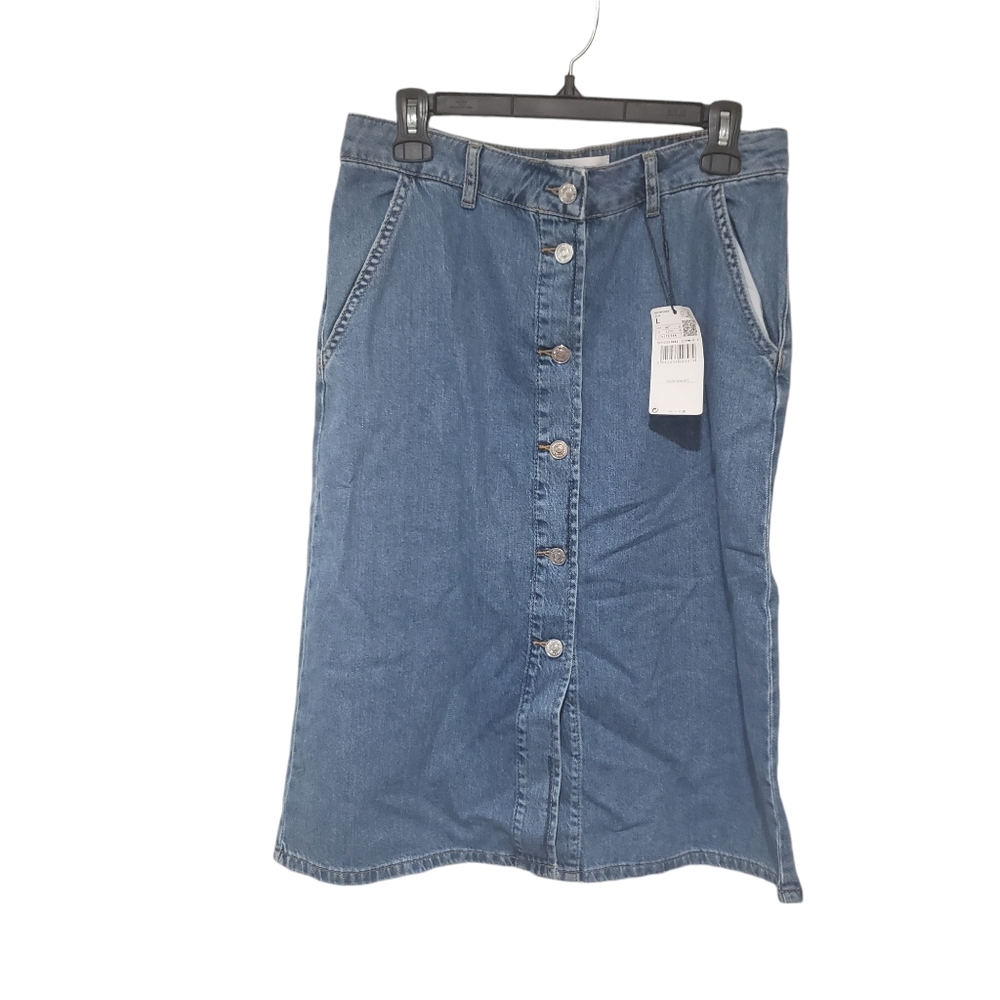 Mango denim pencil skirt blue size L new with tag knee length